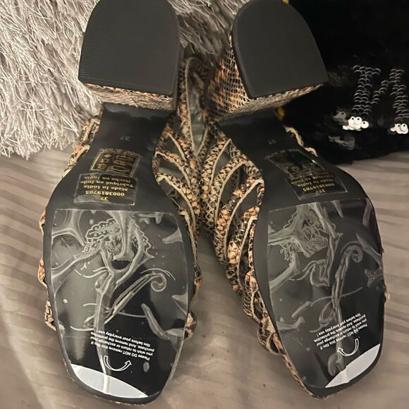 37/6.5/7 free people colette sansal/shoe/heel python/strappy caged gladiator - Picture 8 of 11